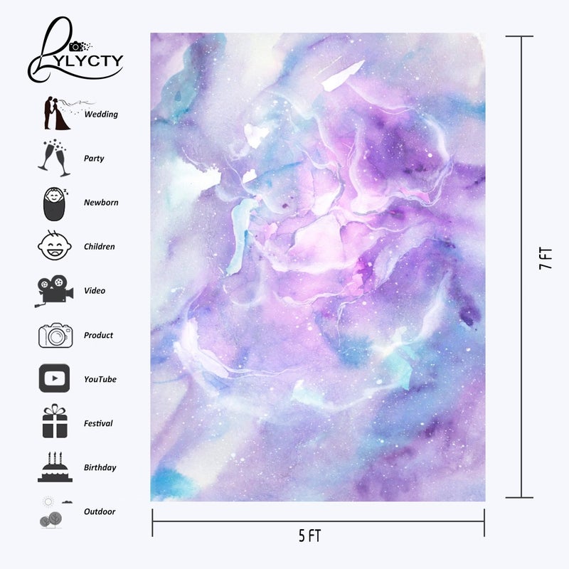 LYLYCTY 5X7ft Pink Purple Watercolor Painting Marble Texture Pattern Studio Backdrop LYHUI049 - Image 3